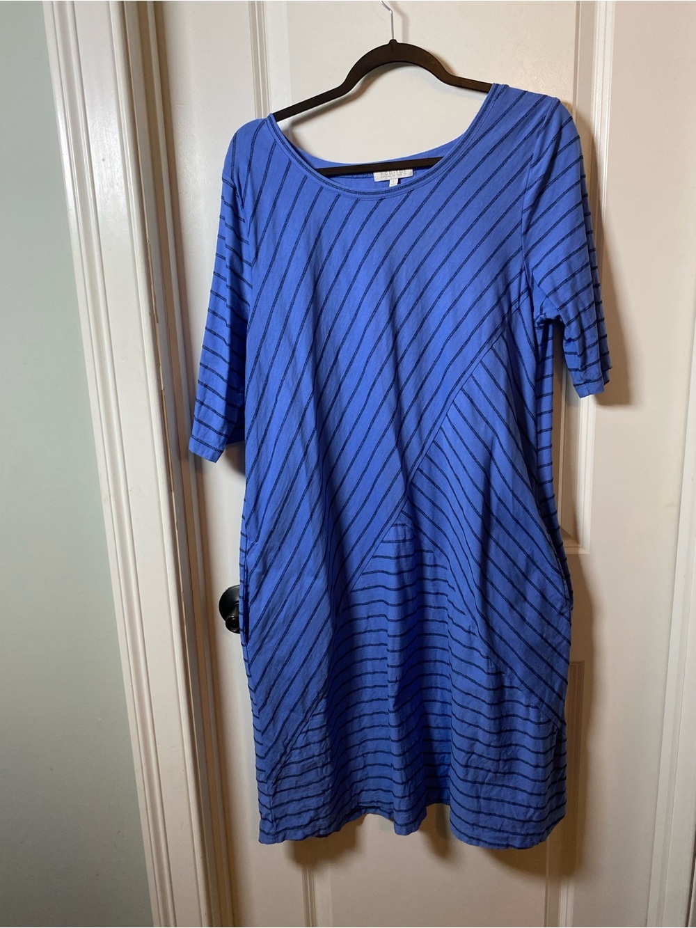 Habitat Royal Blue Striped Midi Jersey Dress